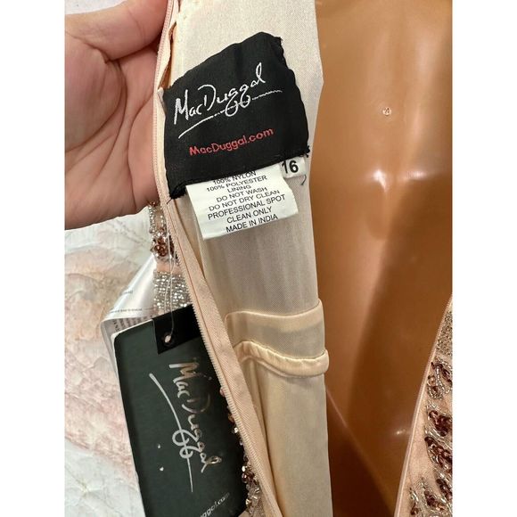 Mac Duggal Embellished Fringe Cap Sleeve Trumpet Gown In Platinum - Picture 10 of 10